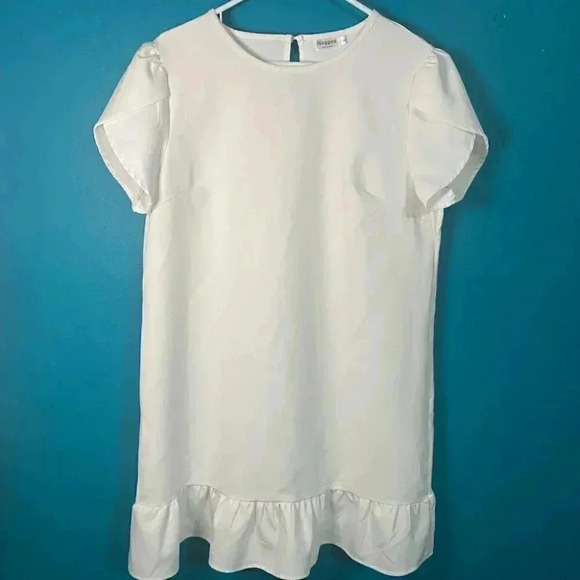 Naggoo White Tulip Sleeve Ruffle Shift Dress - Picture 2 of 6